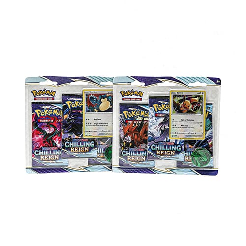 Pokemon TCG Sword & Shield Chilling Reign 3-Pack Blisters Set of 2 Eevee Snorlax 