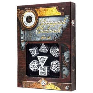 Steampunk Clockwork White & black Dice Set (7)