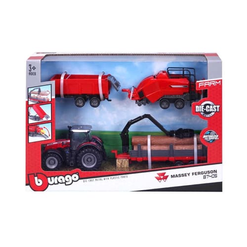10 Cm Massey Ferguson 8740s Farm Tractor With 3 Trailers