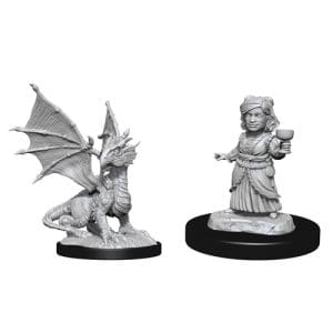 D&D Nolzur's Marvelous Unpainted Miniatures (Wave 13): Silver Dragon Wyrmling + Female Halfling