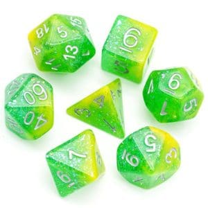 DnDice Acrylic Alchemy: Gia's Glare Dice Set