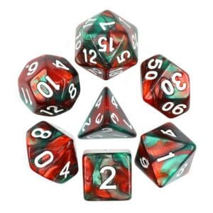 DnDice Acrylic Alchemy: Molten Holly Dice Set