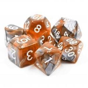 DnDice Acrylic Alchemy: Silvered Feather Dice Set