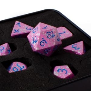 DnDice Dragon Core: Wyrming Pink & Silver Dice Set