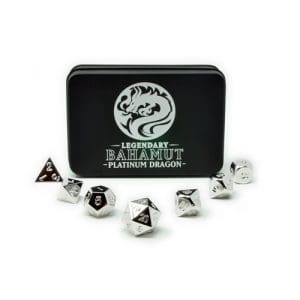 DnDice Legendary Grand Wyrm: Bahamut - Platinium Plated Dice Set