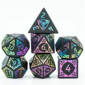 DnDice Legendary Spell Fury: Black & Prismatic Dice Set