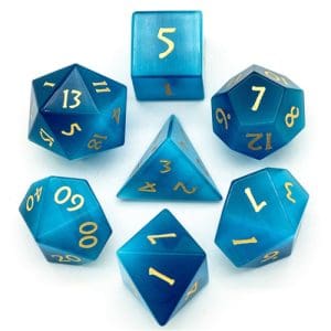 DnDice Legendary Spell Fury: Blue Tigers Eye Dice Set