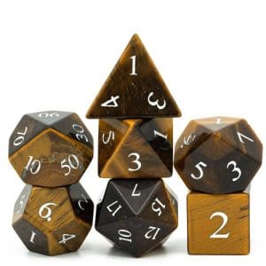 DnDice Legendary Spell Fury: Caramel Tigers Eye Dice Set