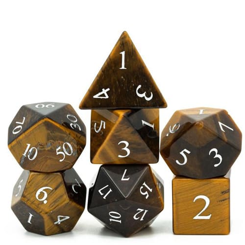 DnDice Legendary Spell Fury: Caramel Tigers Eye Dice Set DnDice Legendary Spell Fury: Caramel Tigers Eye Dice Set