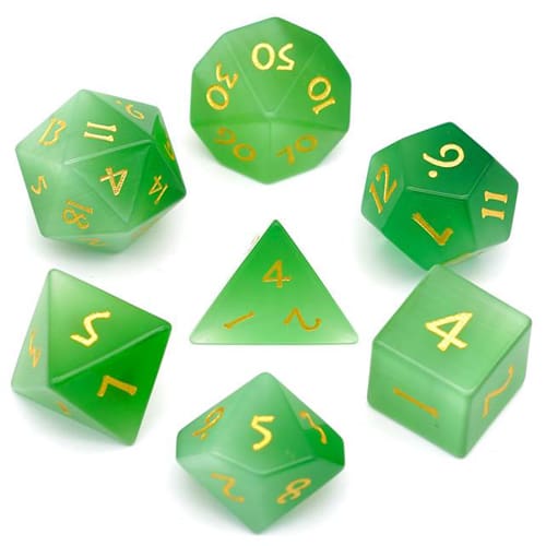 DnDice Legendary Spell Fury: Green Tiger Eye Dice Set DnDice Legendary Spell Fury: Green Tiger Eye Dice Set