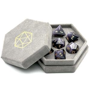 DnDice Legendary Spell Fury: Purple Tigers Eye Dice Set