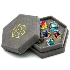 DnDice Legendary Spell Fury: Rainbow Clear Glass Dice Set