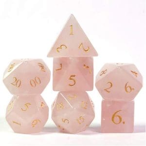 DnDice Legendary Spell Fury: Rose Quartz Dice Set