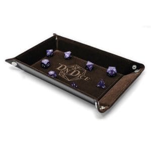 Folding Dice Tray - Felt Folding Tray, Brown