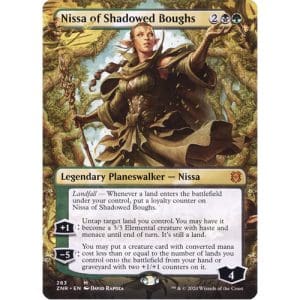 Magic: the Gathering - Single Card - Zendikar Rising: Borderless Foil Nissa of Shadowed Boughs (Pack to Sleeve)