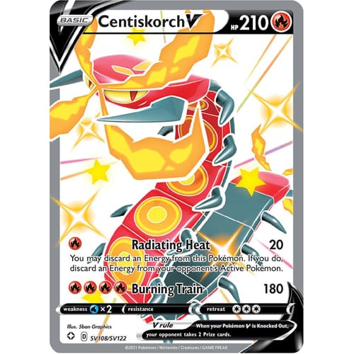 Pokemon TCG: Single Card - Shining Fates: Centiskorch V (Pack to Sleeve) Pokemon TCG: Single Card - Shining Fates: Centiskorch V (Pack to Sleeve)