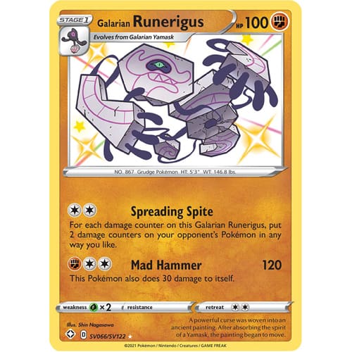 Pokemon TCG: Single Card - Shining Fates: Galarian Runerigus (Pack to Sleeve) Pokemon TCG: Single Card - Shining Fates: Galarian Runerigus (Pack to Sleeve)