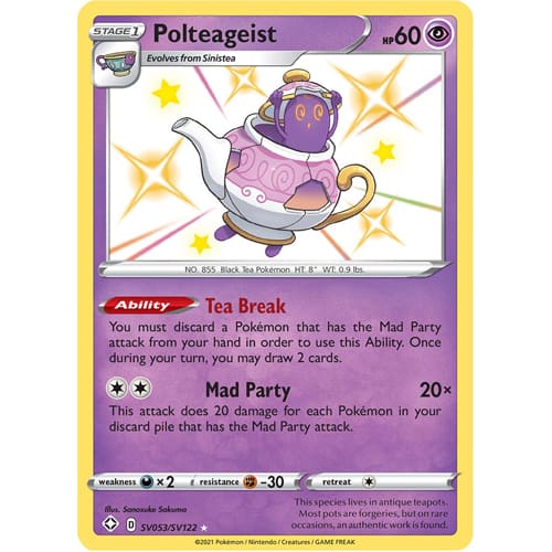 Pokemon TCG: Single Card - Shining Fates: Polteageist (Pack to Sleeve) Pokemon TCG: Single Card - Shining Fates: Polteageist (Pack to Sleeve)