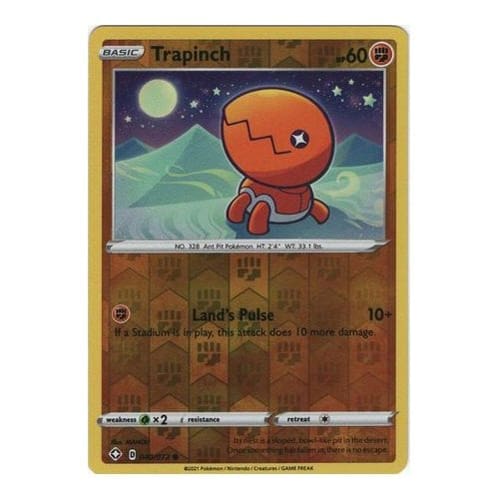 Pokemon TCG: Single Card - Shining Fates: Reverse Holo Trapinch (Pack to Sleeve) Pokemon TCG: Single Card - Shining Fates: Reverse Holo Trapinch (Pack to Sleeve)