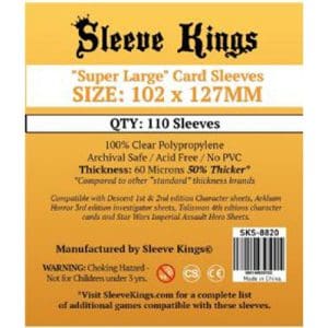 Sleeve Kings Super Large Card Sleeves x 110 (102mm x 127mm)