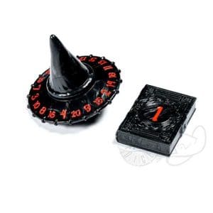 *A Grade* PolyHero Dice: Wizard d20 Wizard Hat and d2 Spellbook in Shadow