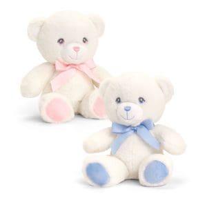 20cm Keeleco Baby Cream Bear with Ribbon 2 Assorted