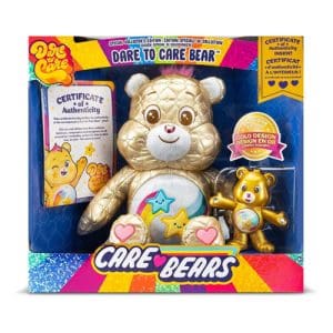 Care Bears Dare To Care Gold Quilted Bear with Dare To Care figure (Limited Edition)