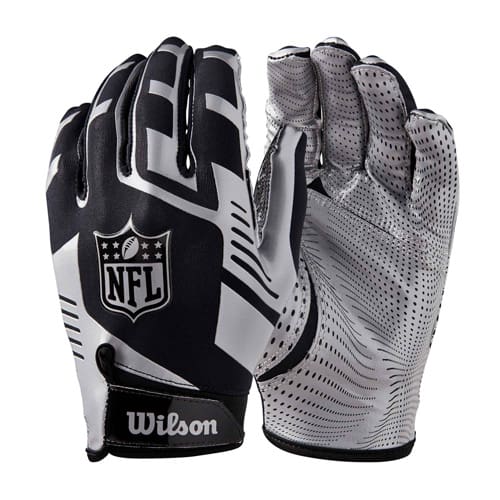 *A Grade* Wilson NFL Stretch Fit Receivers Gloves - Black/Silver