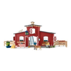 Red Barn with Animals and Accessories