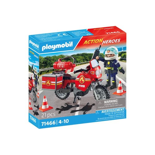 PLAYMOBIL 71466 Action Heroes: Motorcycle & Oil Spill Incident