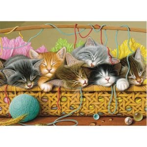 Kittens in Basket 35 Piece Tray
