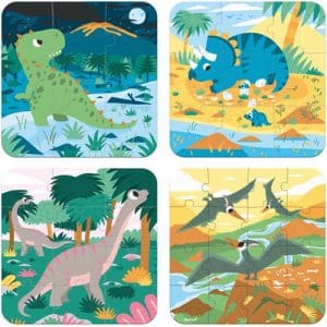 4 Puzzles Dinosaurs (6-9-12-16 Pcs)
