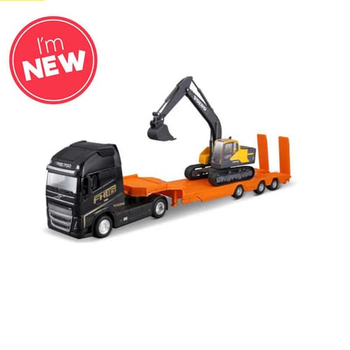 1:43 Street Fire Hauler Volvo With Construction Vehicle 1:43 Street Fire Hauler Volvo With Construction Vehicle