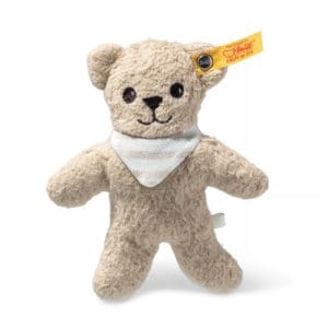 GOTS Noah Teddy bear with rustling foil and rattle, beige