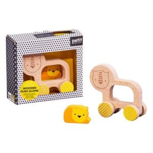 Lion and Baby Wooden Push Along Car