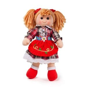 Mandie - Blonde Hair/Red Check Dress/Red Pinnie