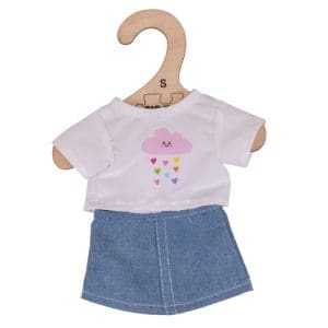 White T-Shirt and Denim Skirt - Small