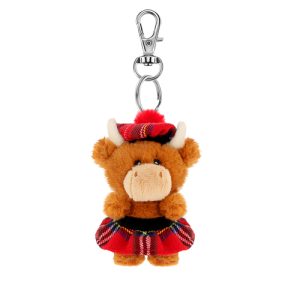 10cm Keeleco Adoptable Highland Cow with Kilt & Tammy Bagclip