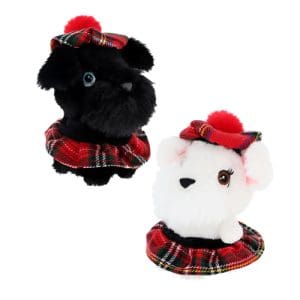 10cm Keeleco Adoptable Westie & Scottie with Kilt & Tammy