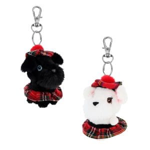 10cm Keeleco Adoptable Westie & Scottie with Kilt & Tammy Bagclip