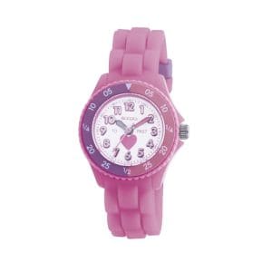 Tikkers Girls Pink Silicone Strap Heart Time Teacher Watch TK0003