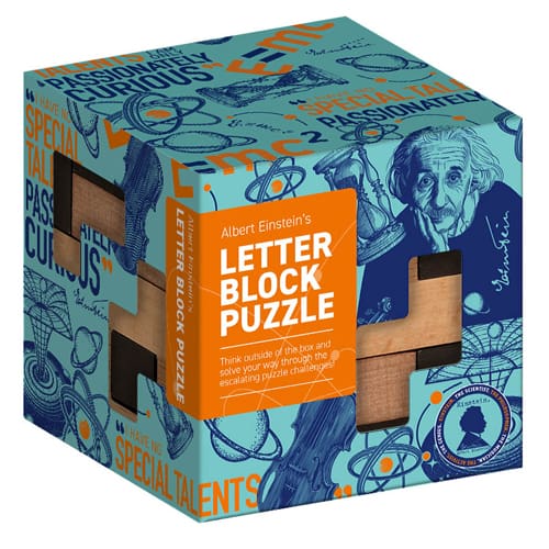 Albert Einstein's Wood Letter Block Puzzle Cube Albert Einstein's Wood Letter Block Puzzle Cube