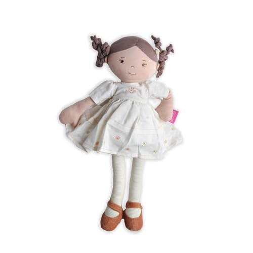 Tikiri: Cecilia - Dark Brown Hair Doll with Cream Linen Dress Tikiri: Cecilia - Dark Brown Hair Doll with Cream Linen Dress