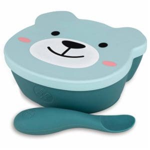 Tum Tum Silicone Weaning Bowl & Spoon Set - Boris Bear - Blue