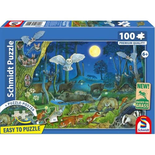Animals in a Nightime Forest Puzzle - 100 Pieces Animals in a Nightime Forest Puzzle - 100 Pieces