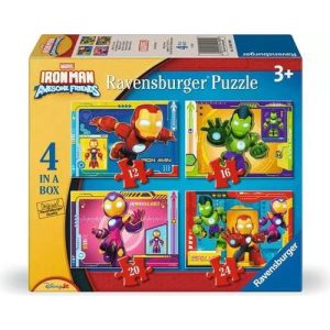 Ravensburger Iron Man & His Awesome Friends 4 in a Box (12, 16, 20, 24 Piece) Jigsaw Puzzles